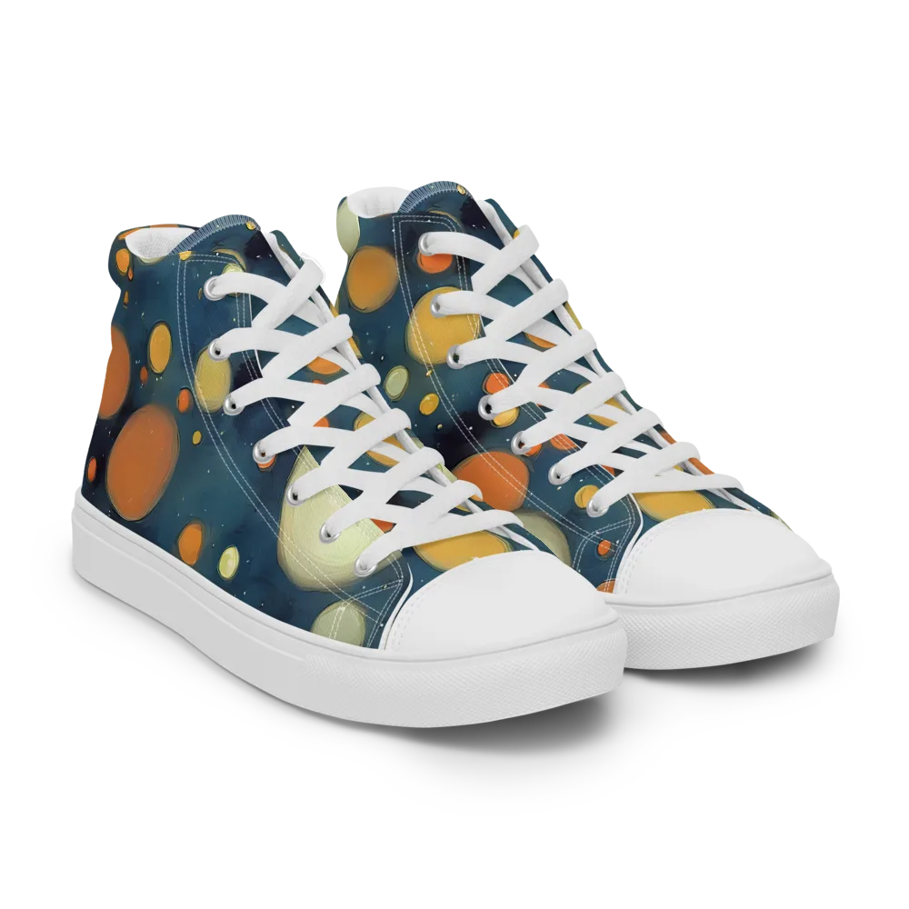 Midnight Orbs on Men's High Top Canvas Shoes — Right Front