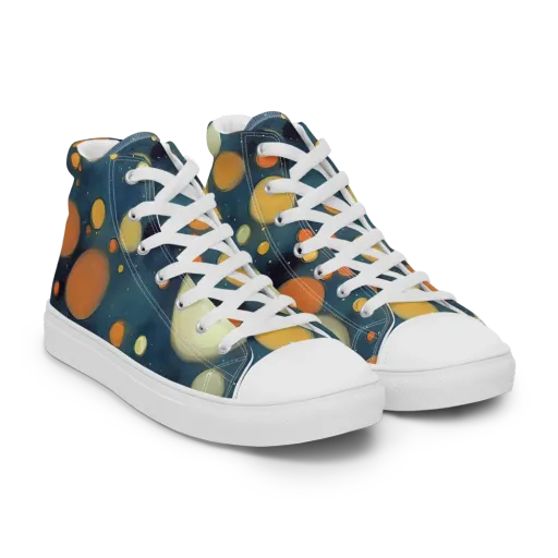 Midnight Orbs on a Men's High Top Canvas Shoes