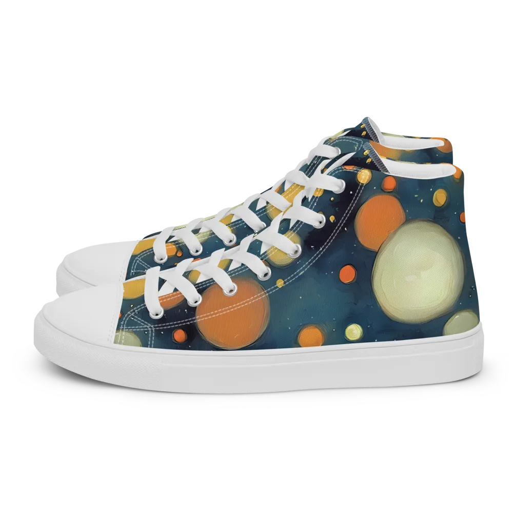 Midnight Orbs on Men's High Top Canvas Shoes — Left