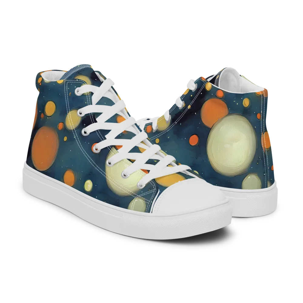 Midnight Orbs on Men's High Top Canvas Shoes — Right