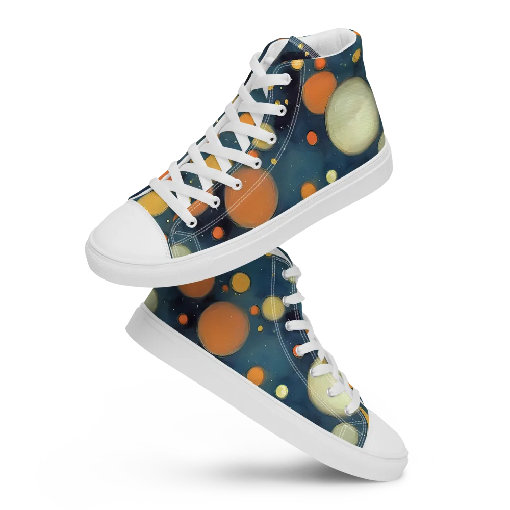 Midnight Orbs on Men's High Top Canvas Shoes — Front