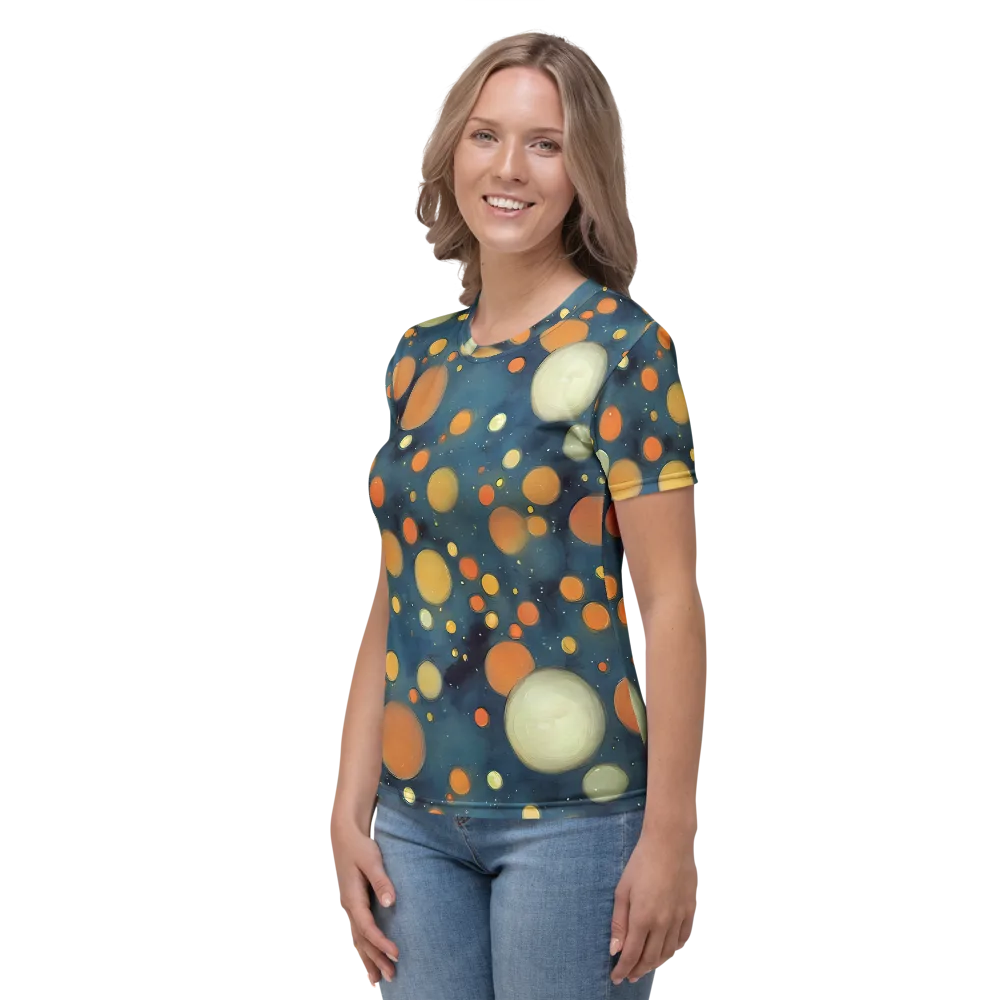 Midnight Orbs on Women's Crew Neck T-Shirt — Left