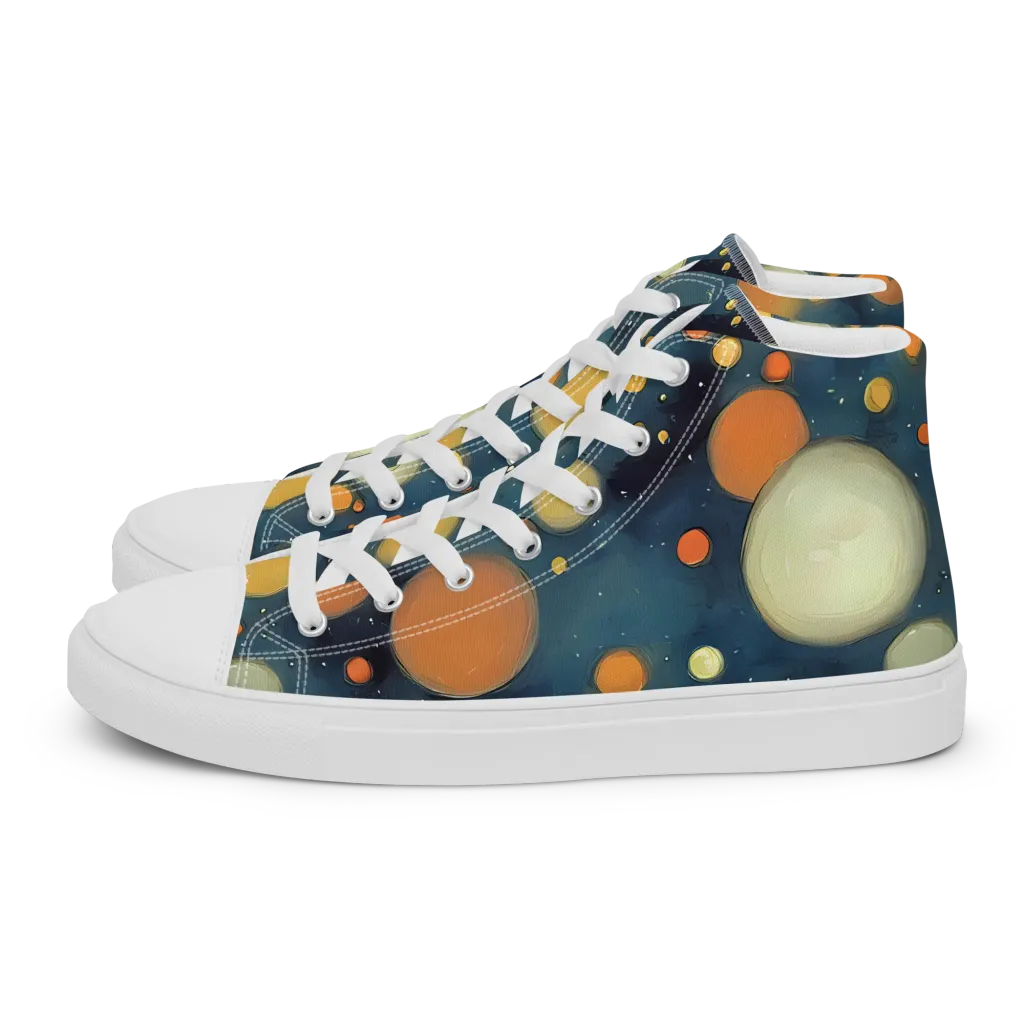 Midnight Orbs on Women's High Top Canvas Shoes — Left