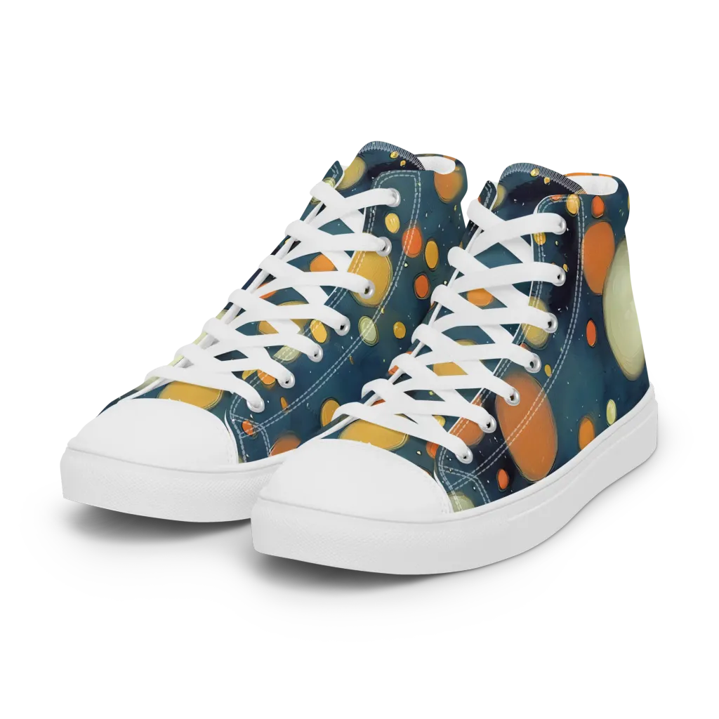 Midnight Orbs on Women's High Top Canvas Shoes — Left Front