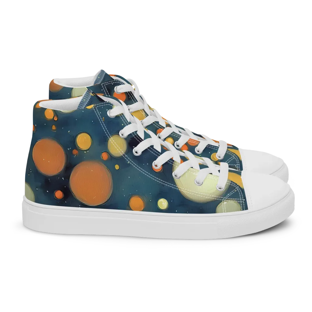 Midnight Orbs on Women's High Top Canvas Shoes — Right