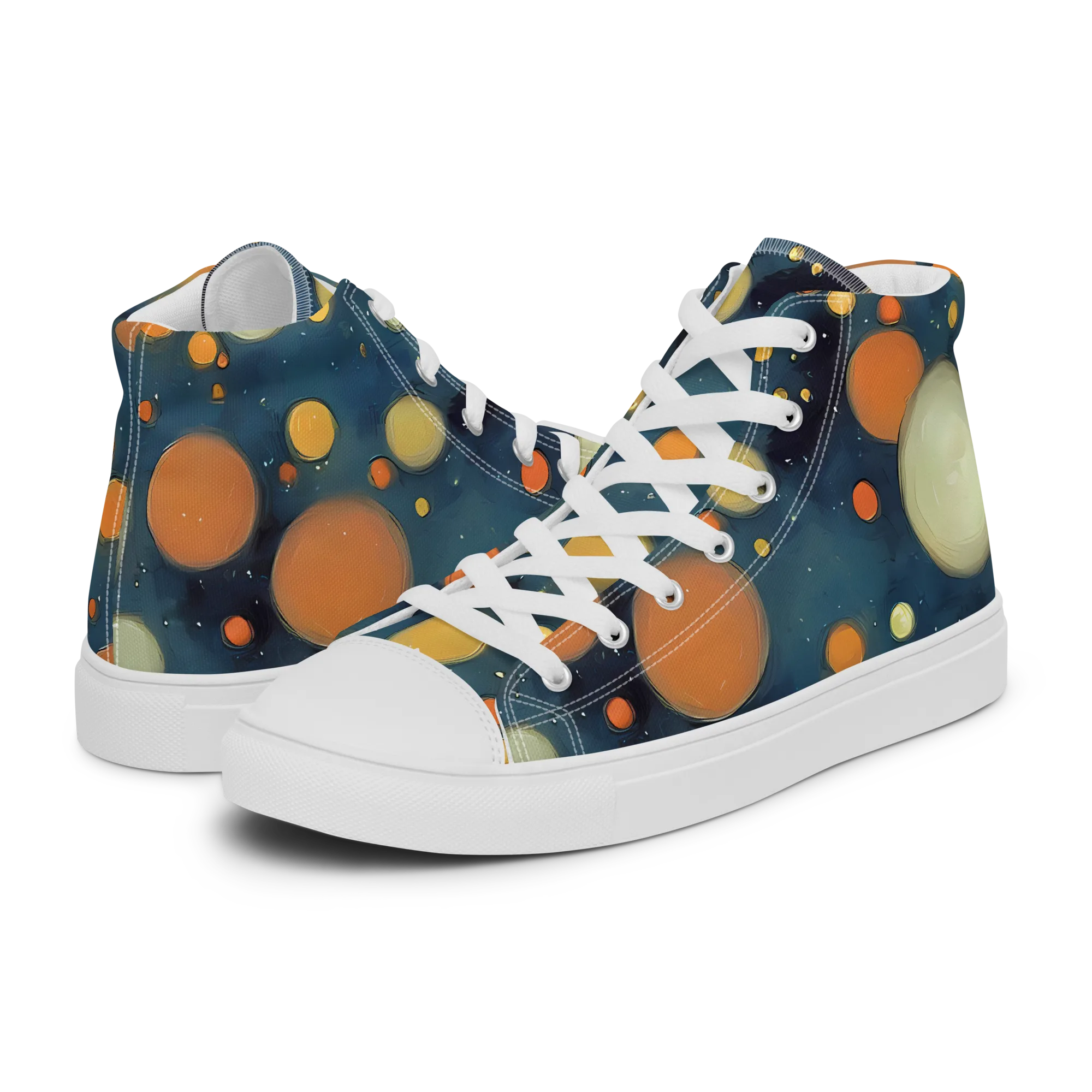 Midnight Orbs on Women's High Top Canvas Shoes — Left