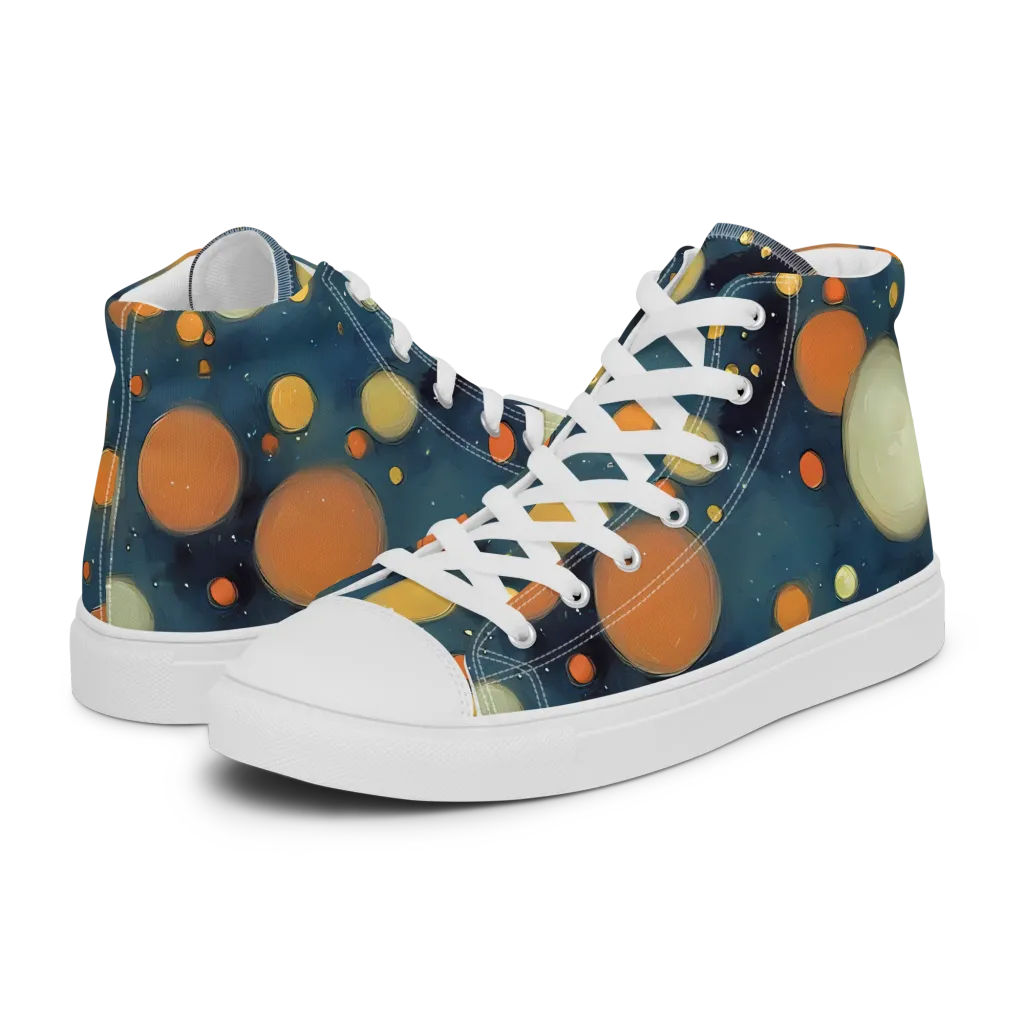 Midnight Orbs on Women's High Top Canvas Shoes — Left