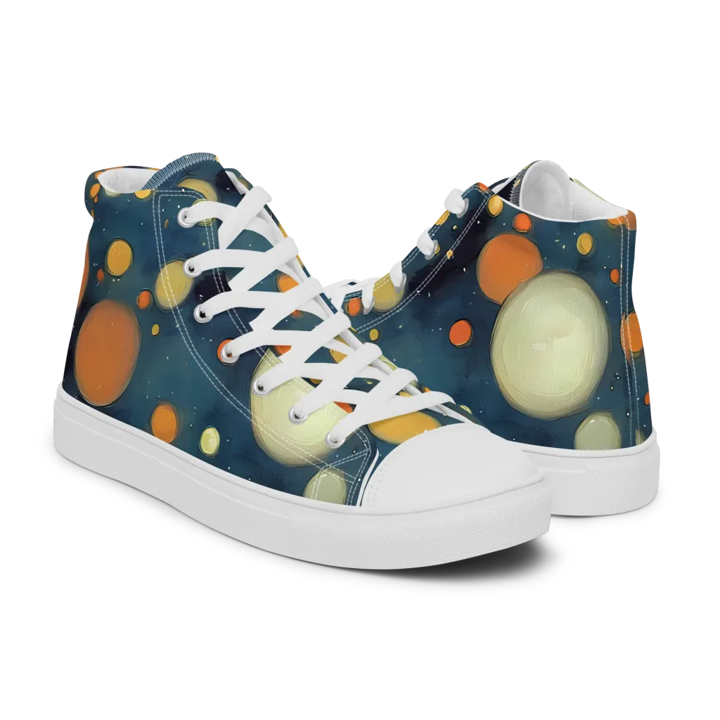 Midnight Orbs on Women's High Top Canvas Shoes — Right