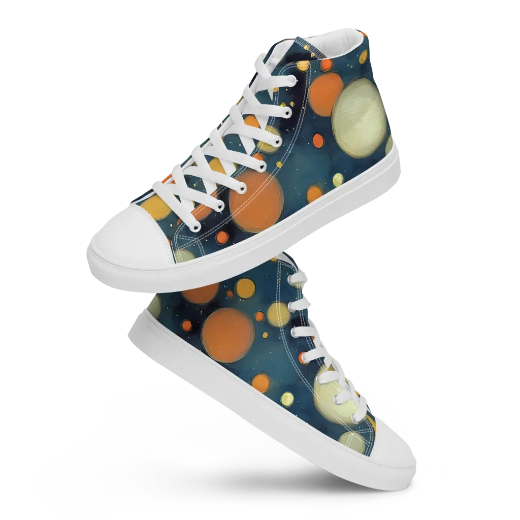 Midnight Orbs on Women's High Top Canvas Shoes — Front