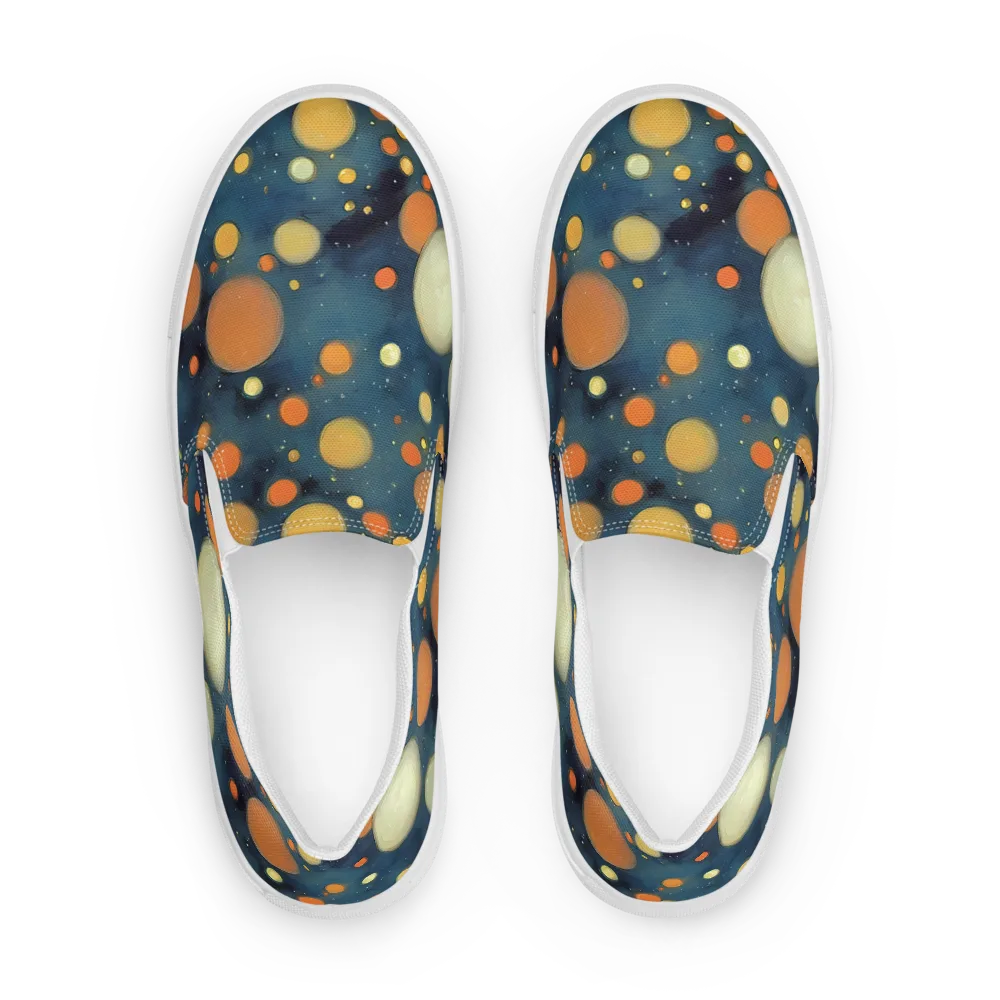 Midnight Orbs on Men's Slip-On Canvas Shoes — Front