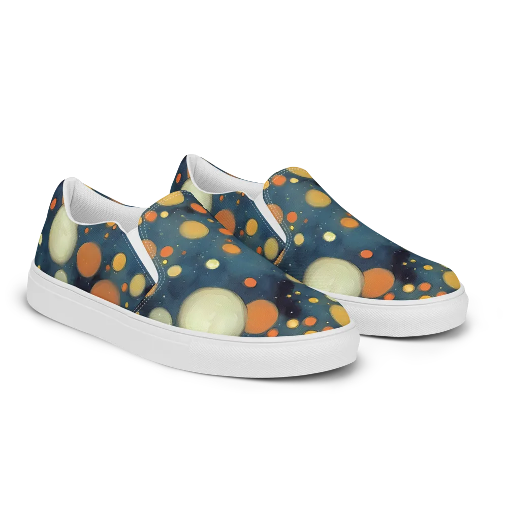 Midnight Orbs on Men's Slip-On Canvas Shoes — Right Front