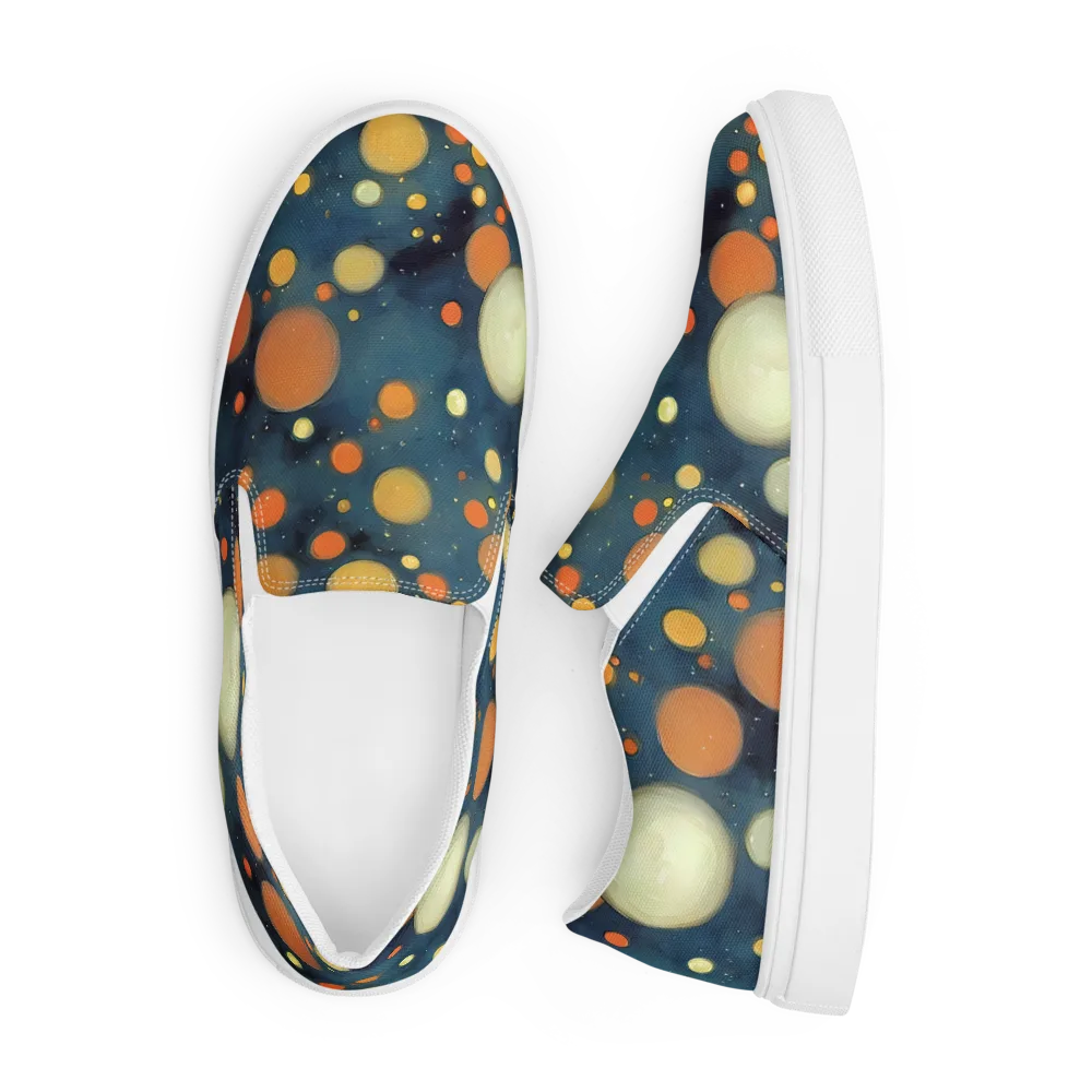 Midnight Orbs on Men's Slip-On Canvas Shoes — Front