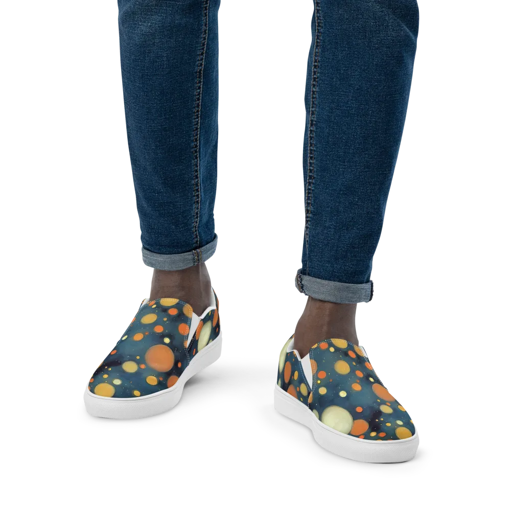 Midnight Orbs on Men's Slip-On Canvas Shoes — Front