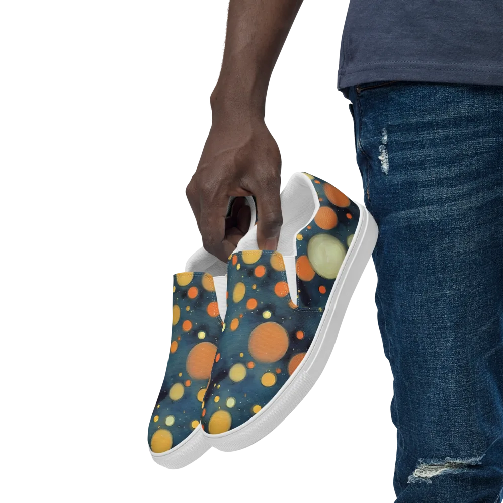 Midnight Orbs on Men's Slip-On Canvas Shoes — Left Front