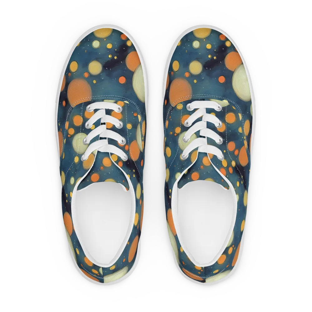 Midnight Orbs on Men's Lace-Up Canvas Shoes — Front