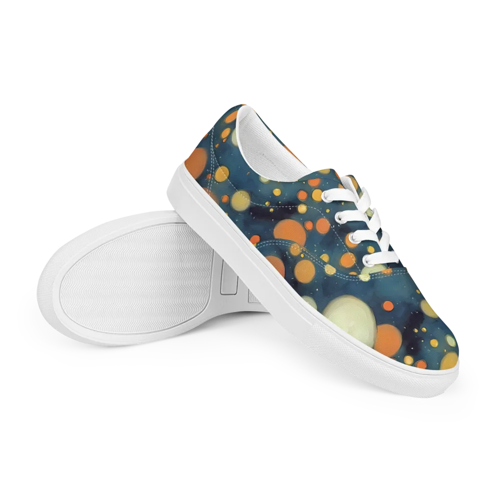 Midnight Orbs on Men's Lace-Up Canvas Shoes — Right Front