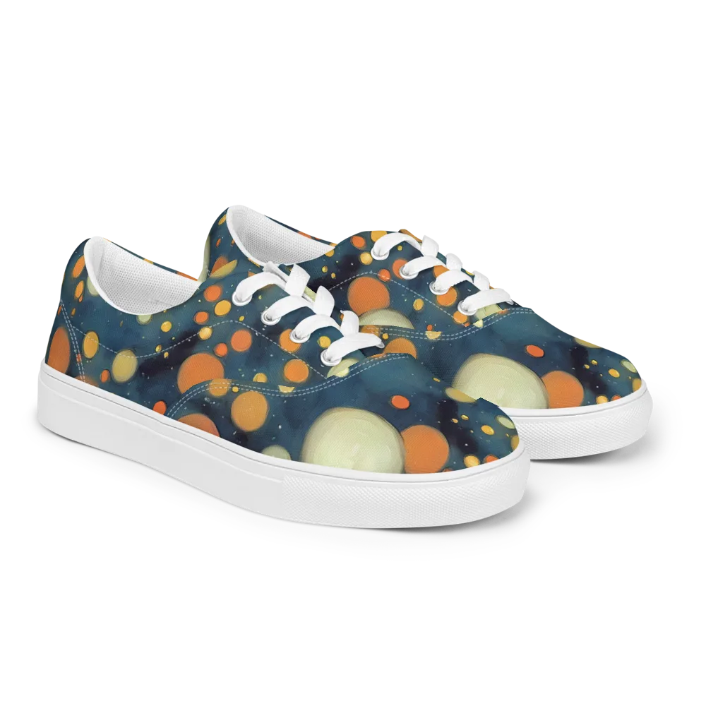 Midnight Orbs on Men's Lace-Up Canvas Shoes — Right Front