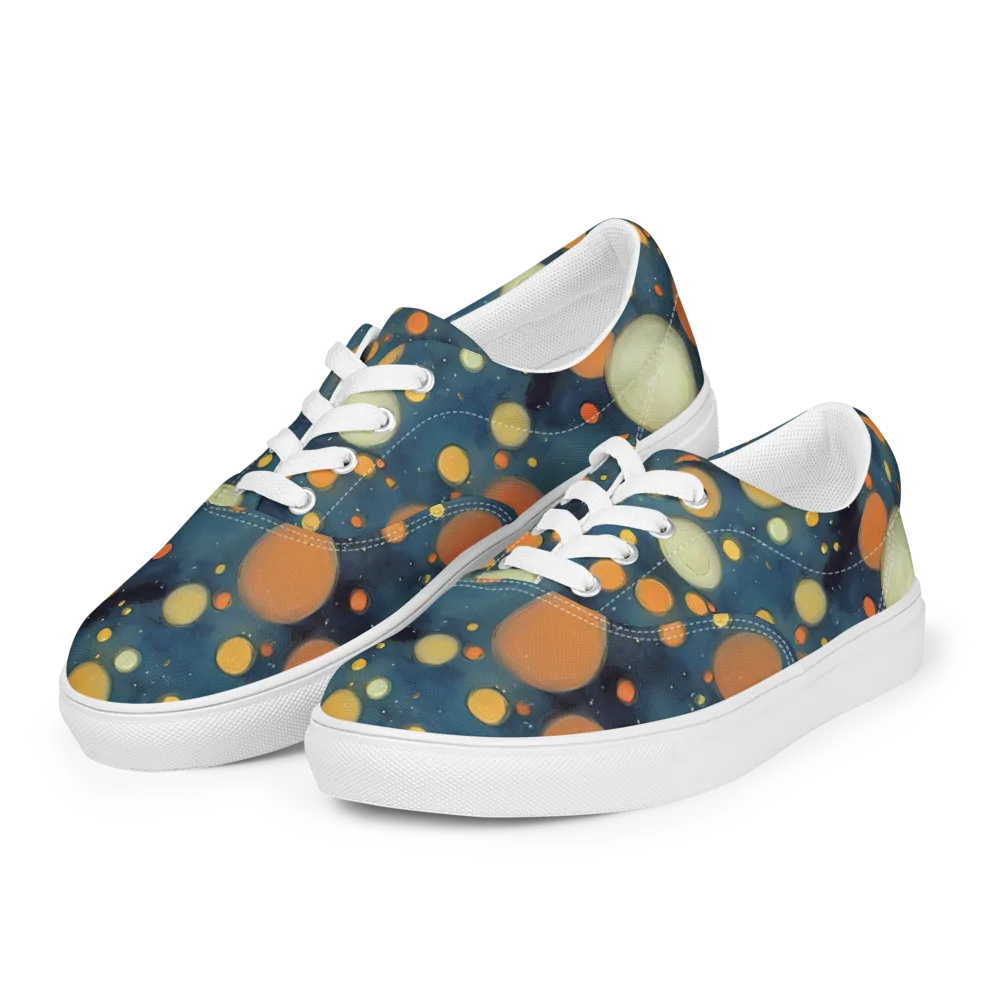 Midnight Orbs on Men's Lace-Up Canvas Shoes — Left Front
