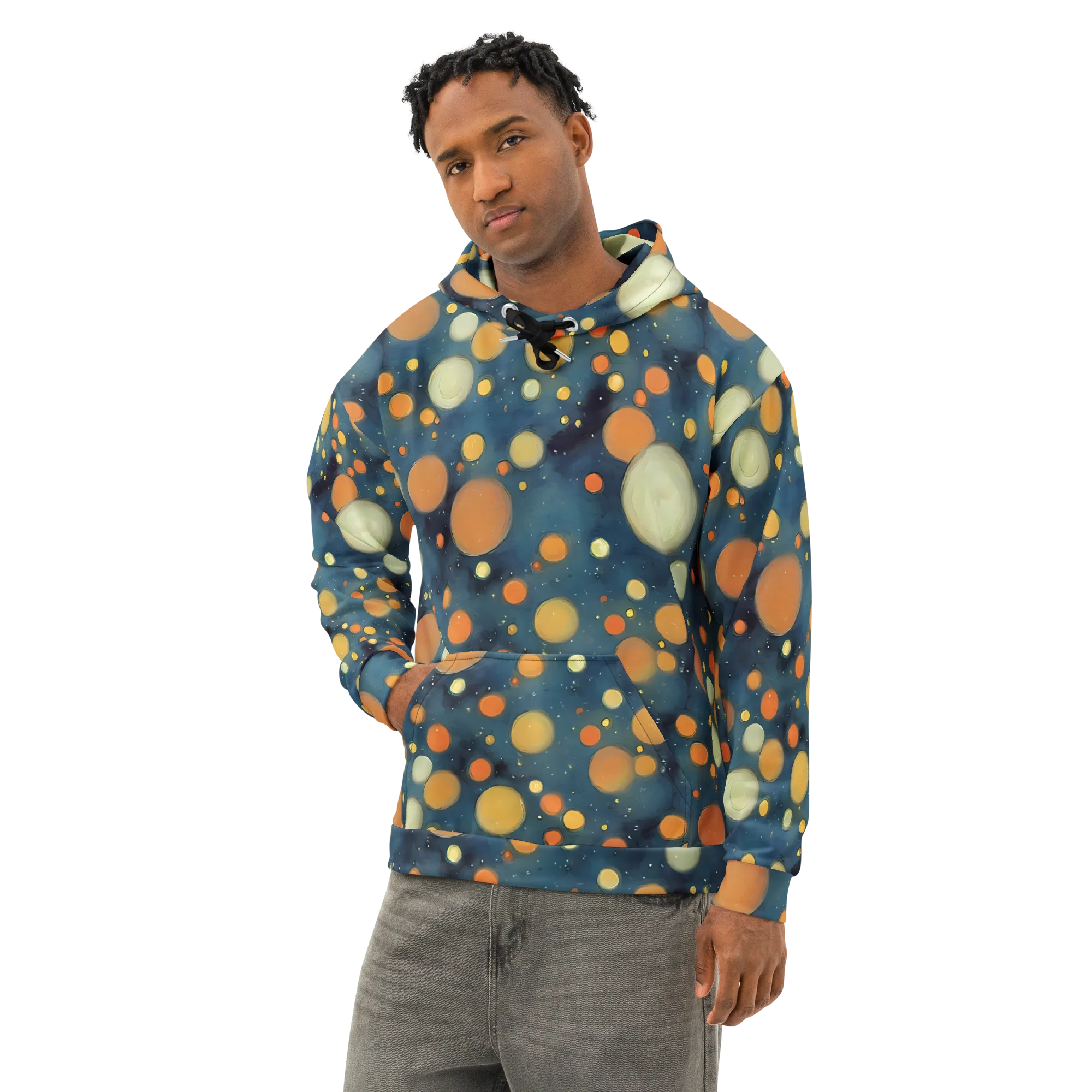Midnight Orbs on Cotton Hoodie — Left Front
