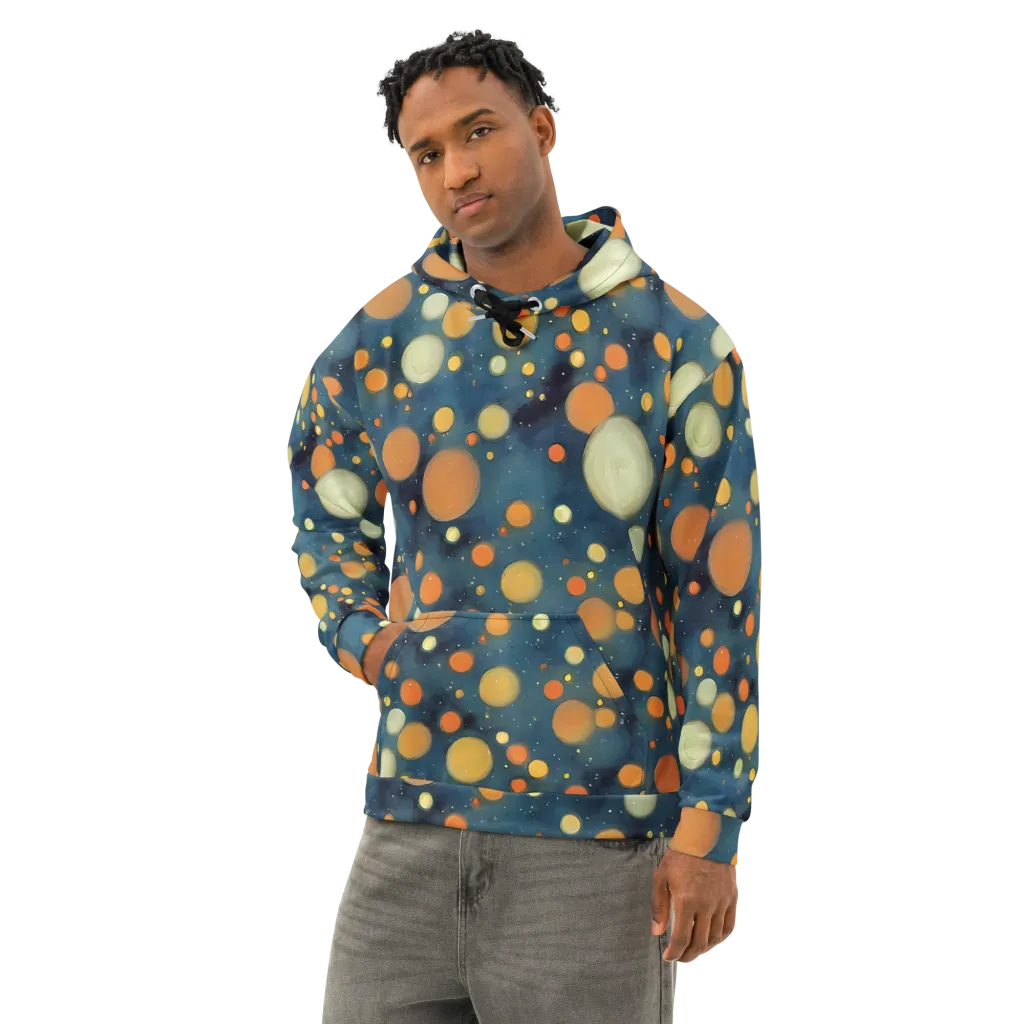 Midnight Orbs on Cotton Hoodie — Left Front