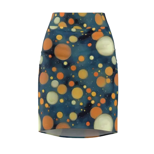 Midnight Orbs on a Pencil Skirt