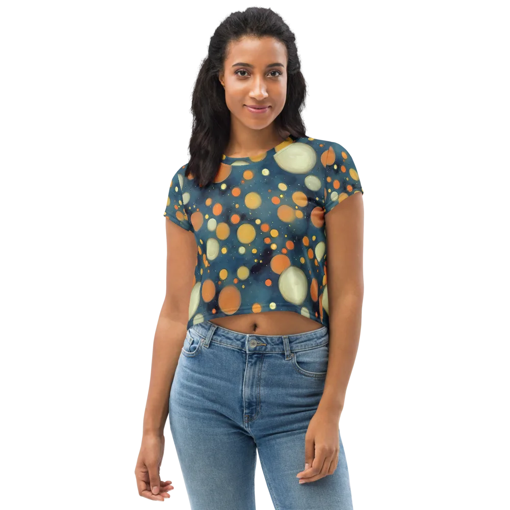 Midnight Orbs on Crop Tee — Front