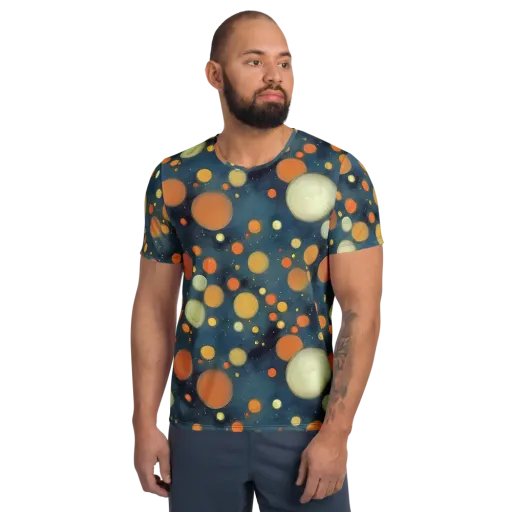 Midnight Orbs on a Men's Athletic T-Shirt