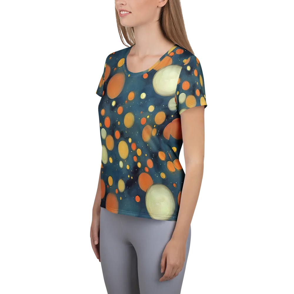 Midnight Orbs on Women's Athletic T-Shirt — Left