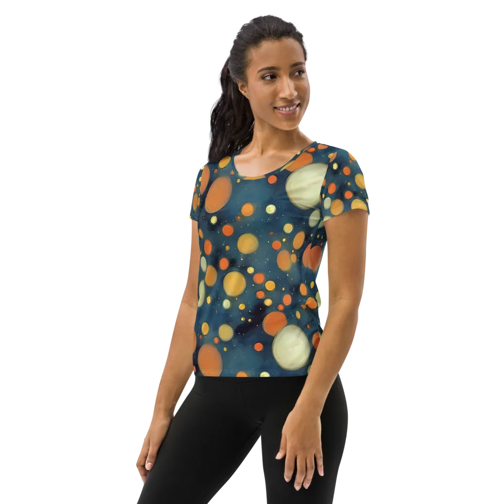 Midnight Orbs on Women's Athletic T-Shirt — Left