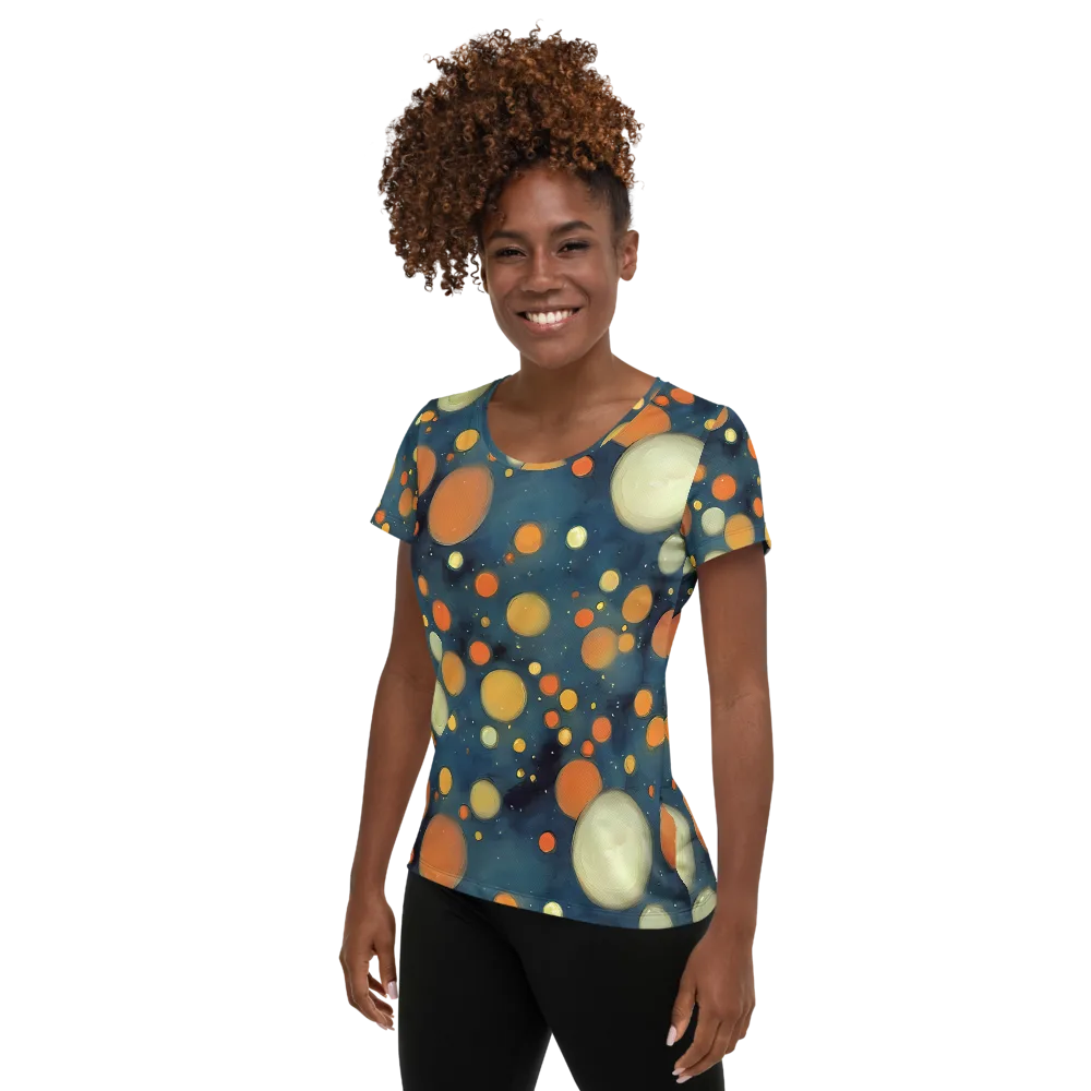 Midnight Orbs on Women's Athletic T-Shirt — Left