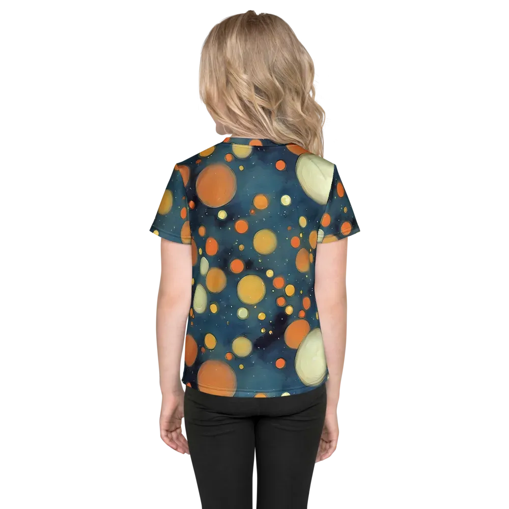 Midnight Orbs on Kids Crew Neck T-Shirt — Back