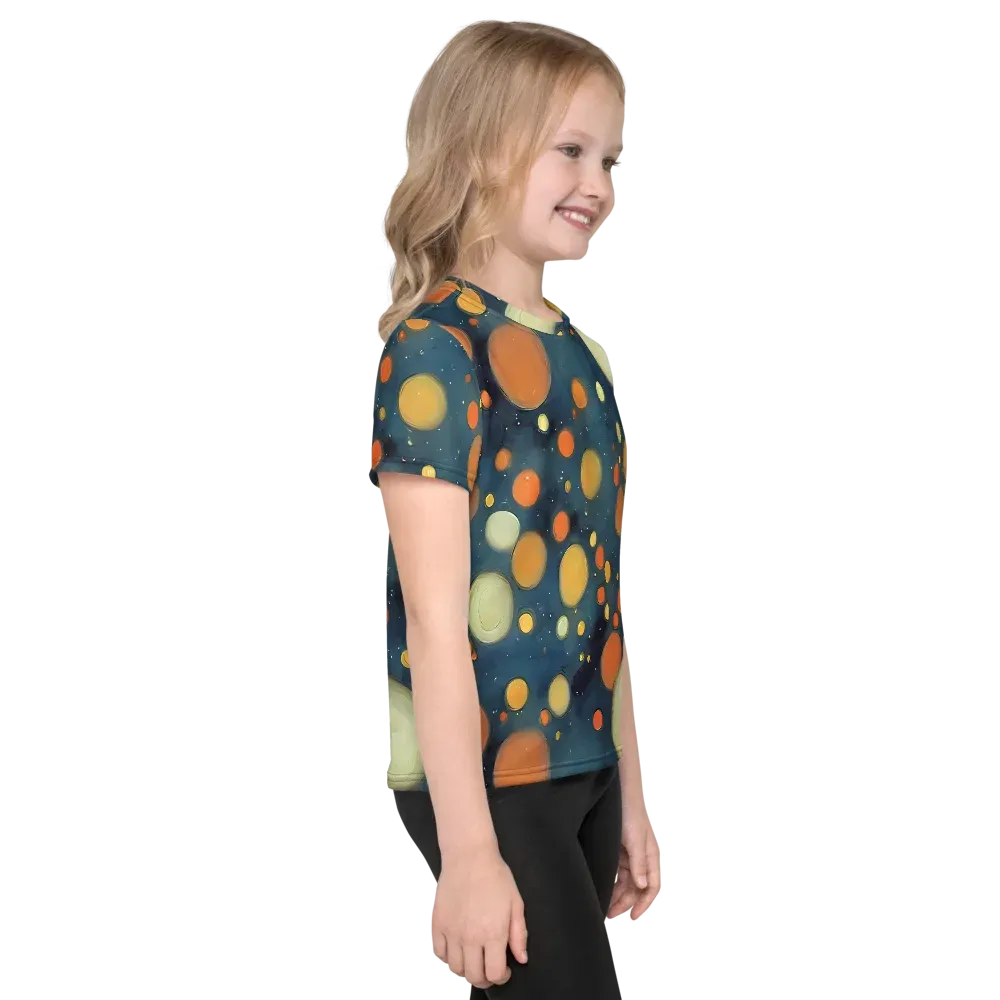 Midnight Orbs on Kids Crew Neck T-Shirt — Right