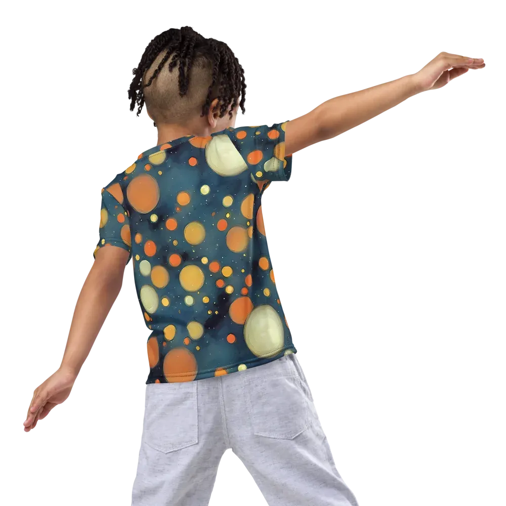 Midnight Orbs on Kids Crew Neck T-Shirt — Back