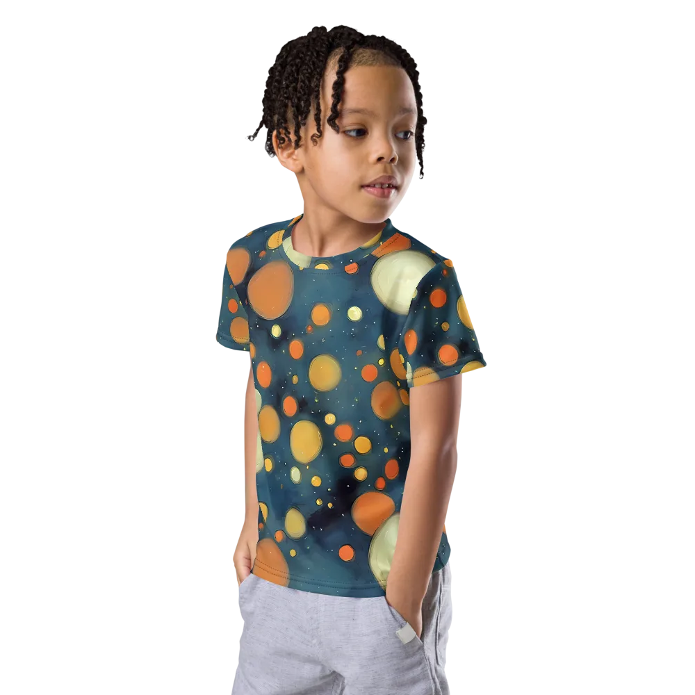 Midnight Orbs on Kids Crew Neck T-Shirt — Left Front