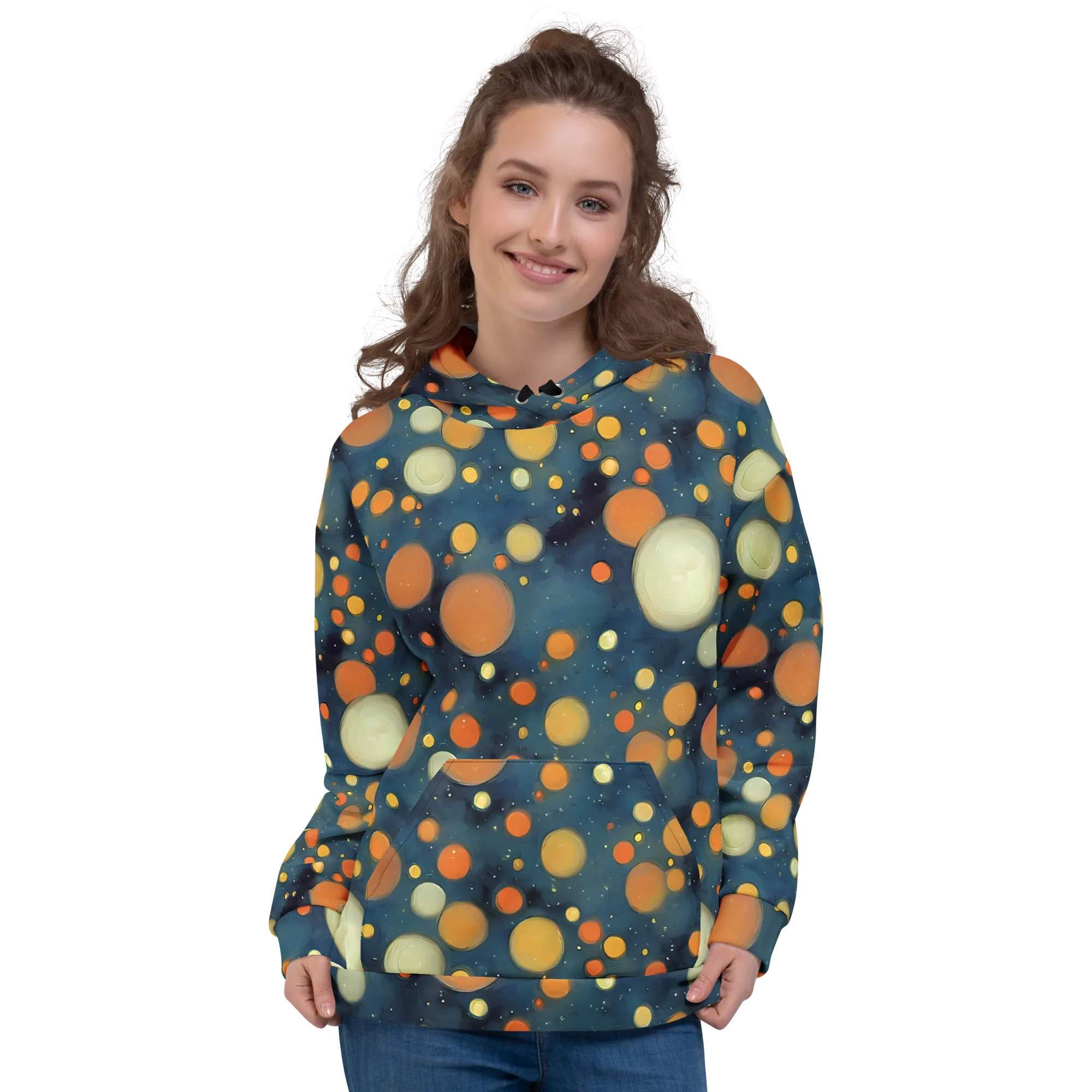 Midnight Orbs on Hoodie — Front