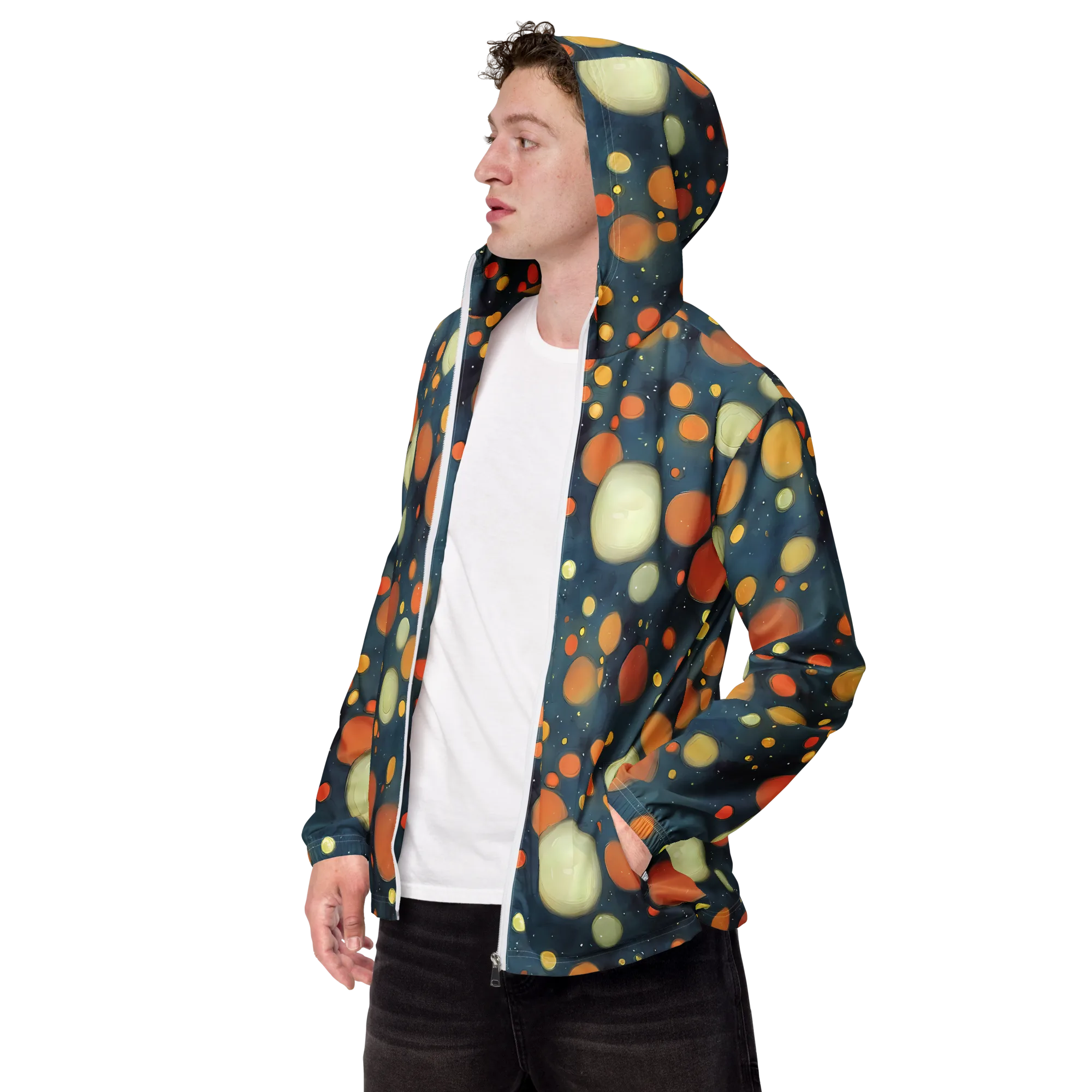 Midnight Orbs on Men's Windbreaker — Left Front