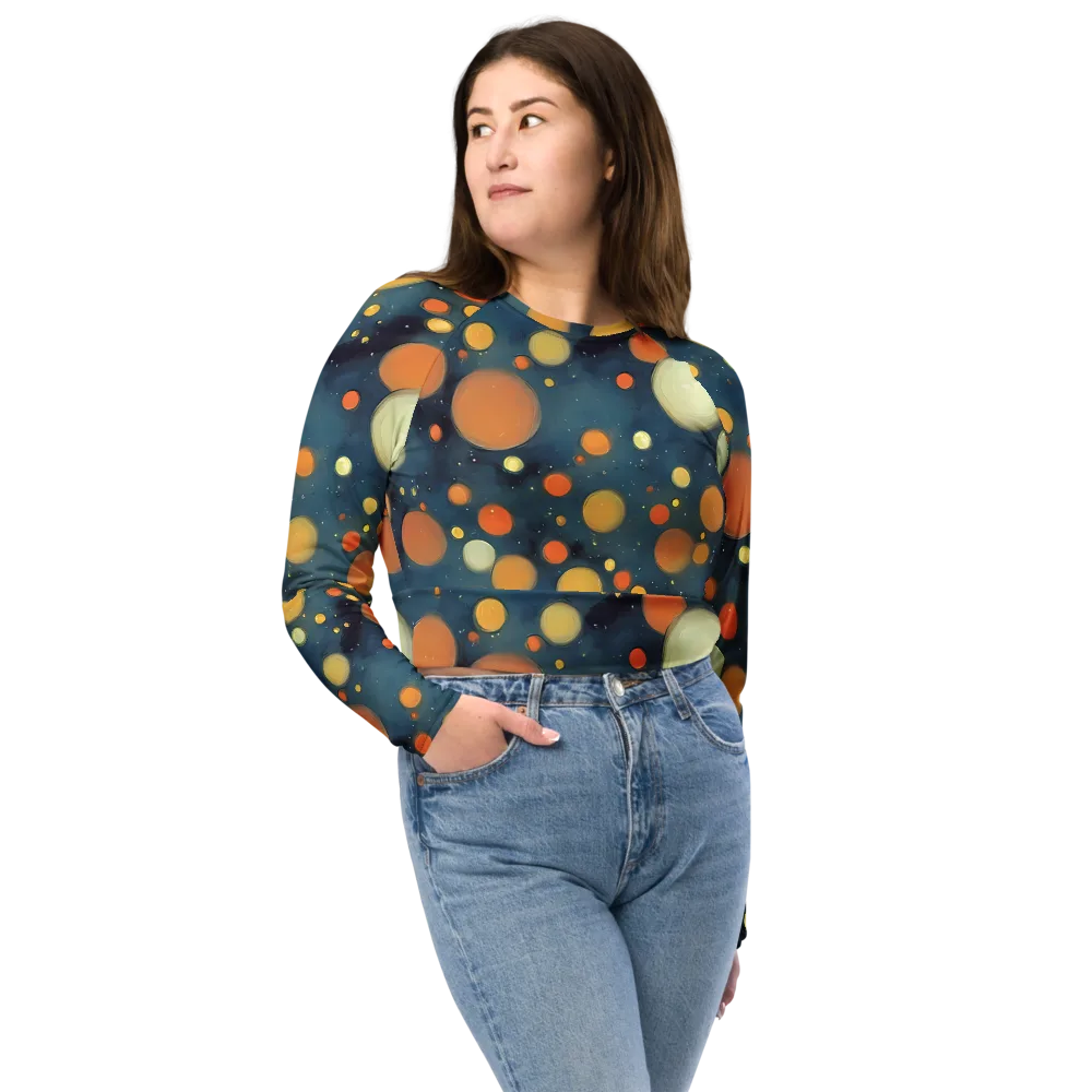 Midnight Orbs on Long Sleeve Crop Top — Front