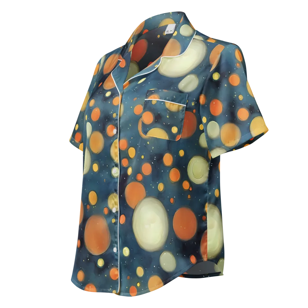 Midnight Orbs on Women's Short Sleeve Pajama Top — Left Front