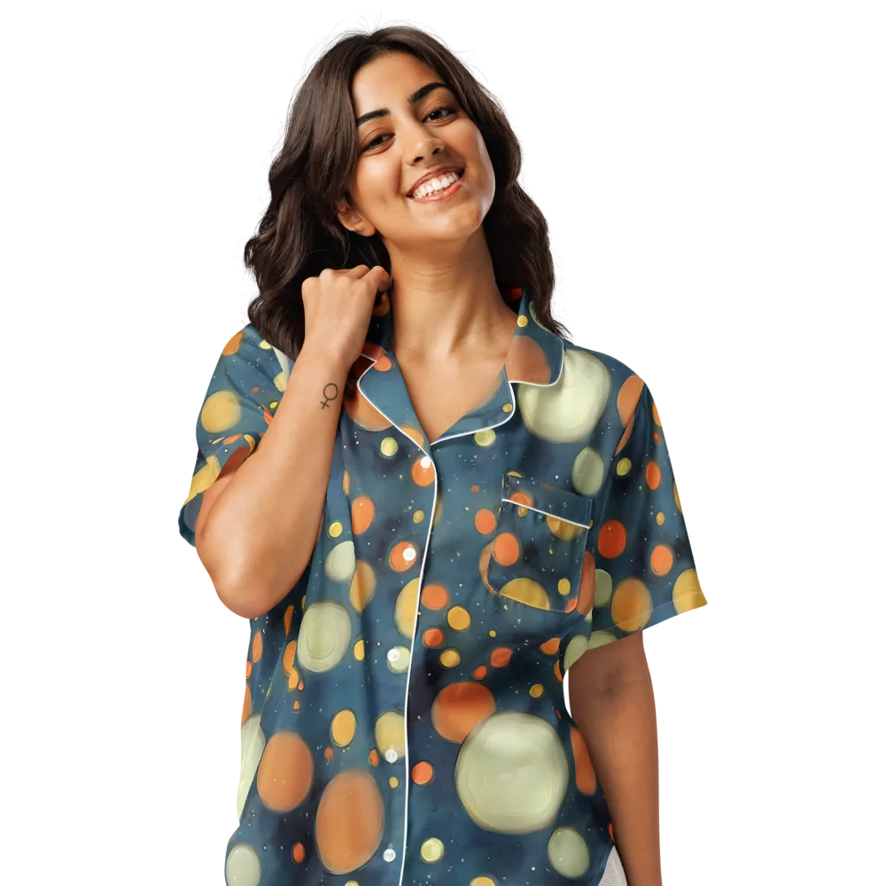 Midnight Orbs on Women's Short Sleeve Pajama Top — Front