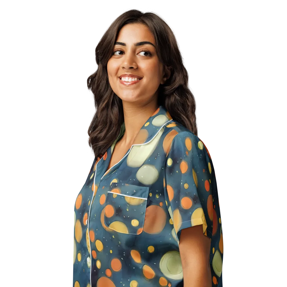 Midnight Orbs on Women's Short Sleeve Pajama Top — Left Front