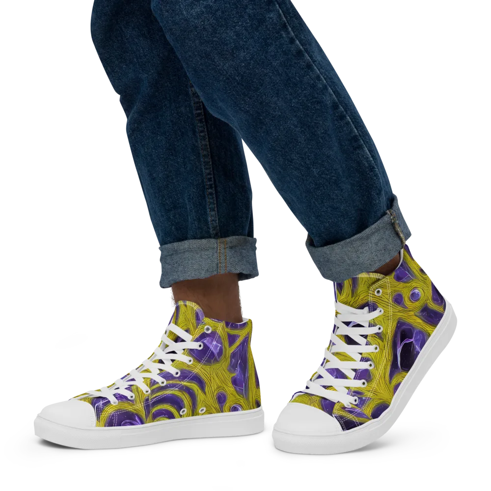 Violet Nerve on Men's High Top Canvas Shoes — Left