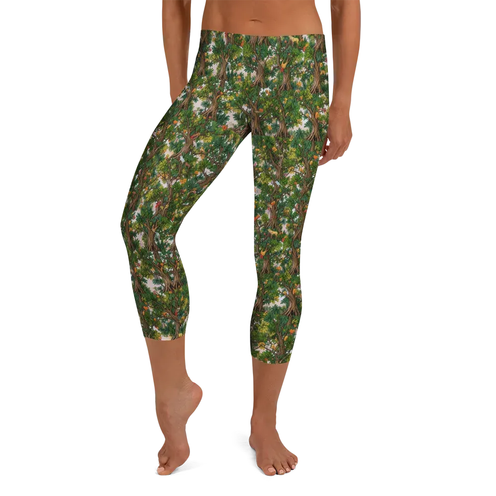 Jungle Canopy on Capri Leggings — Front