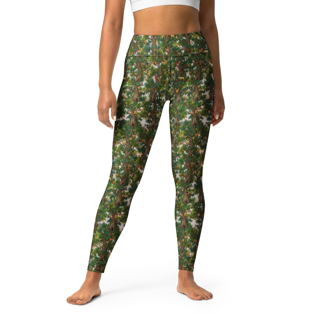Jungle Canopy on Yoga Leggings — Front
