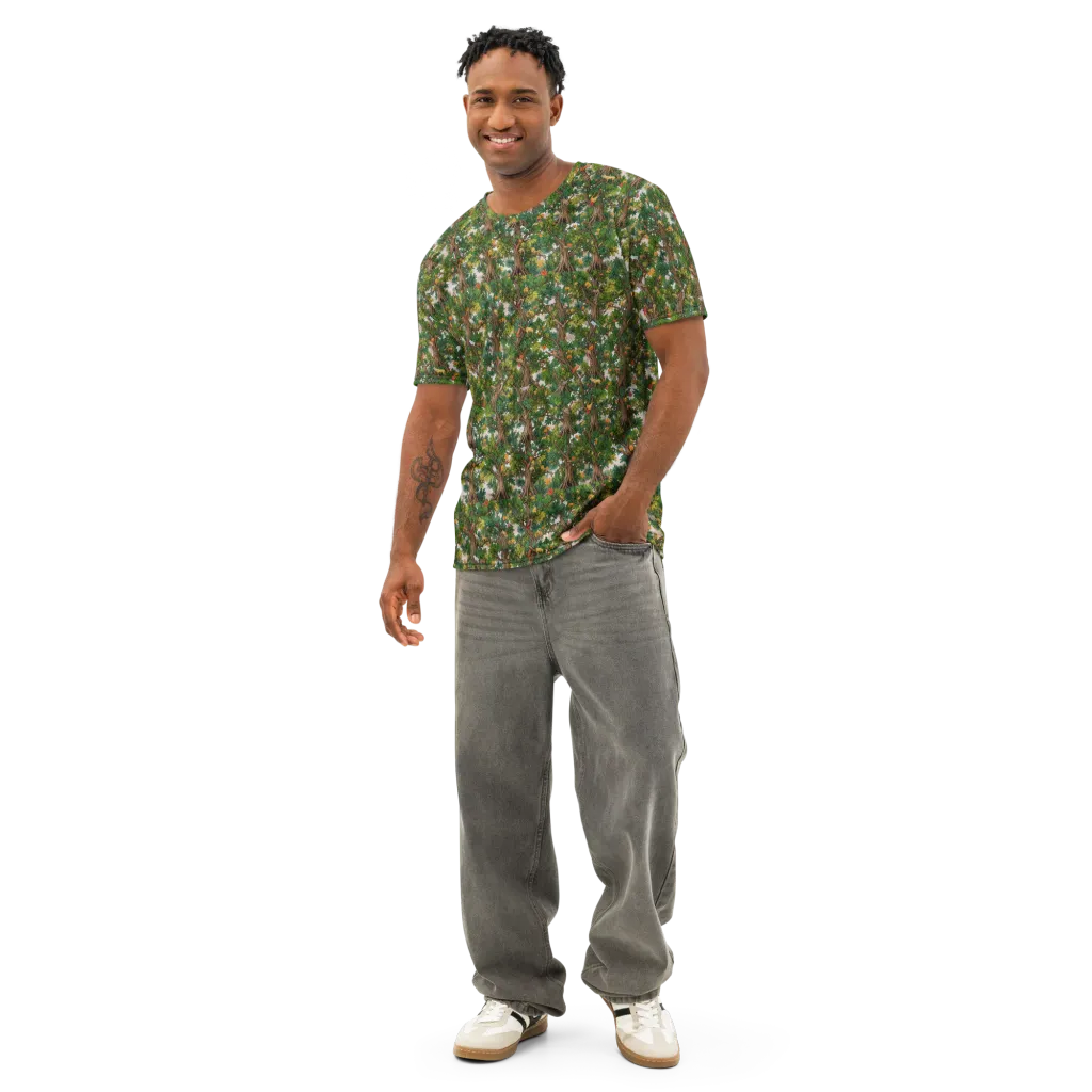 Jungle Canopy on Men's Cotton Crew Neck T-Shirt — Front