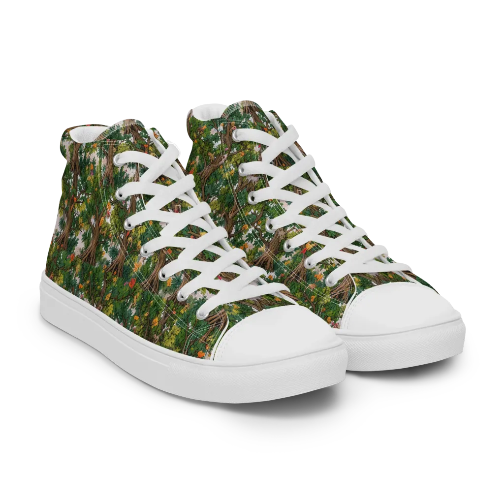 Jungle Canopy on Men's High Top Canvas Shoes — Right Front