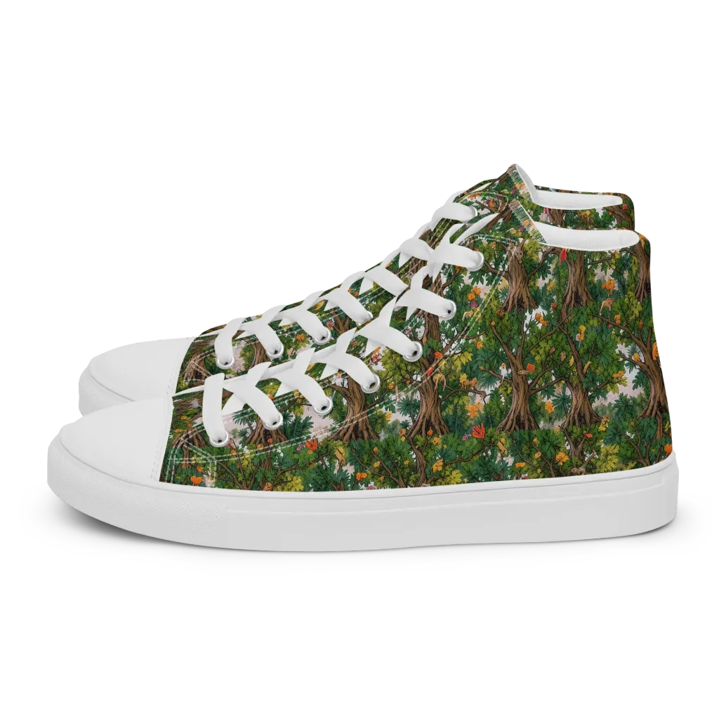 Jungle Canopy on Men's High Top Canvas Shoes — Left