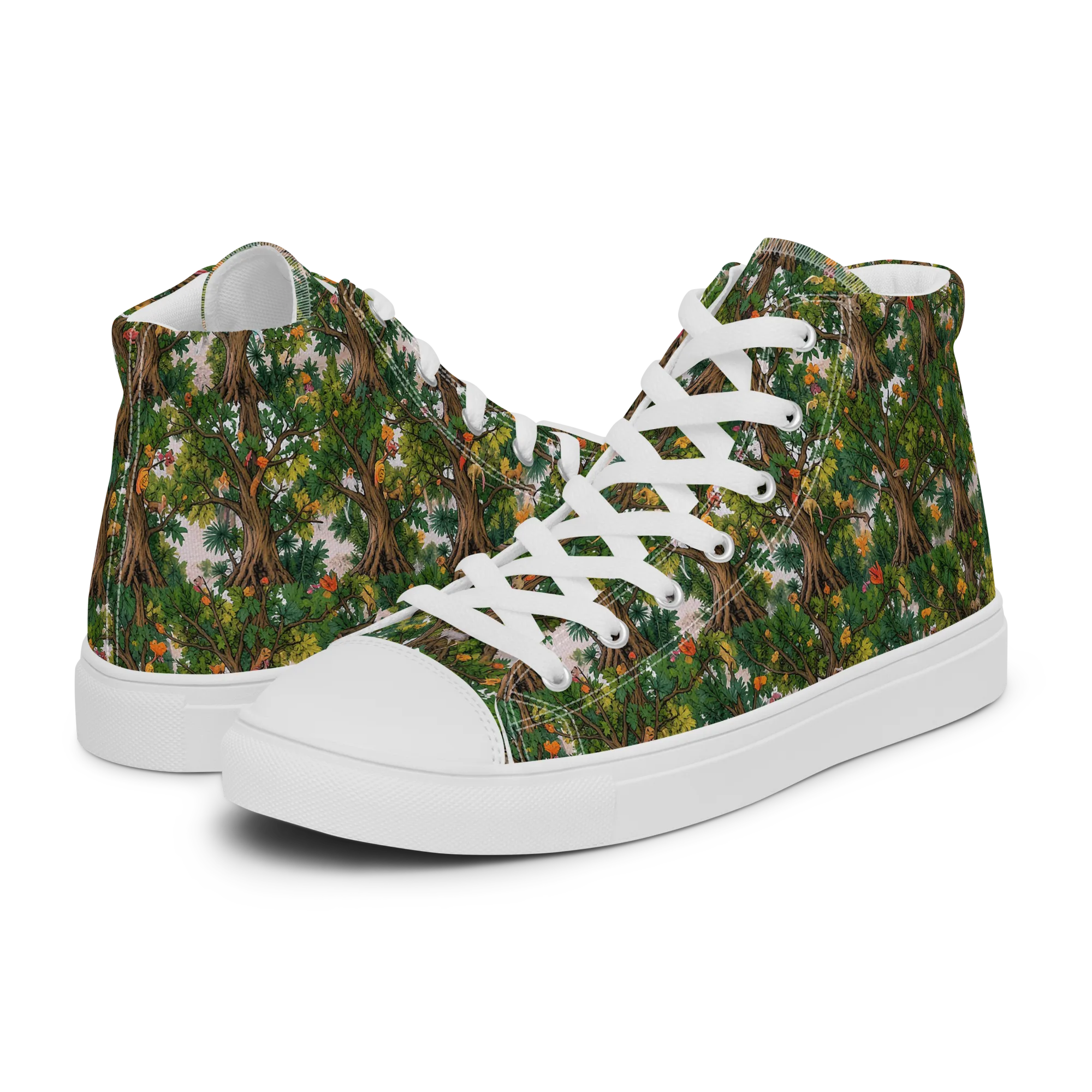 Jungle Canopy on Men's High Top Canvas Shoes — Left