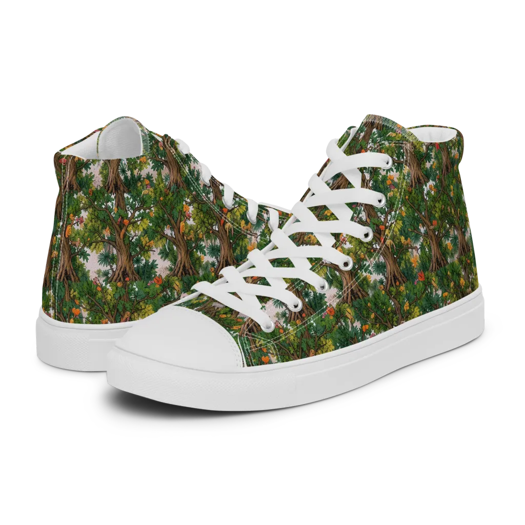 Jungle Canopy on Men's High Top Canvas Shoes — Left
