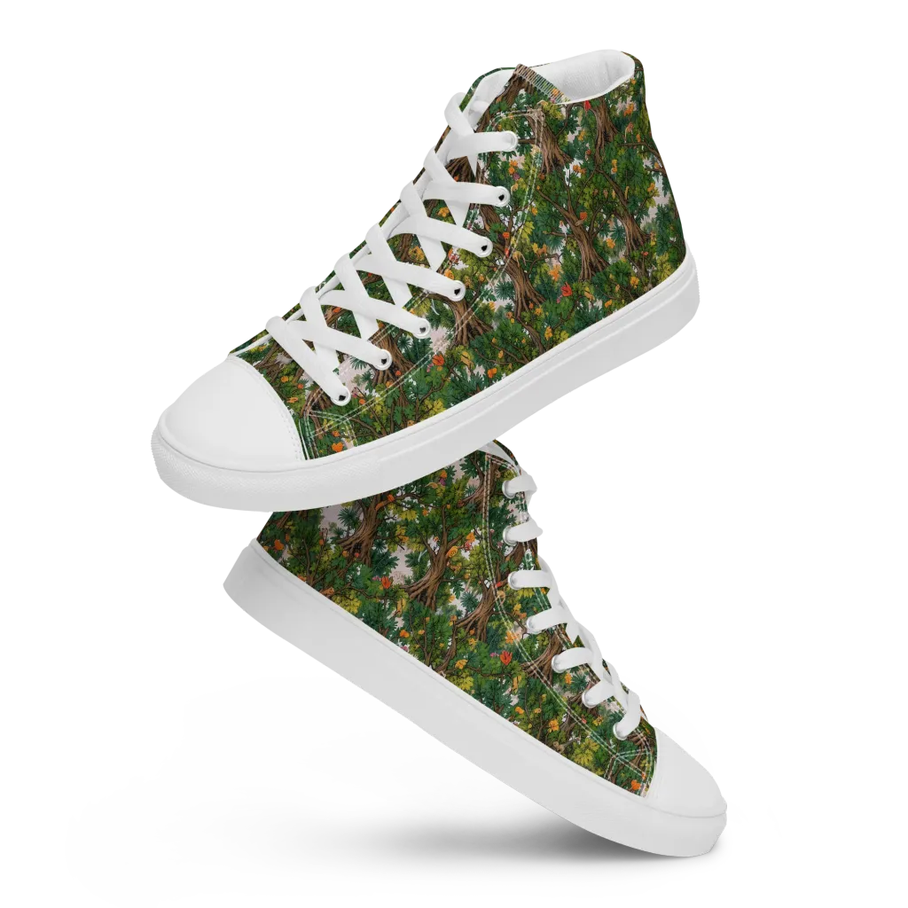 Jungle Canopy on Men's High Top Canvas Shoes — Front