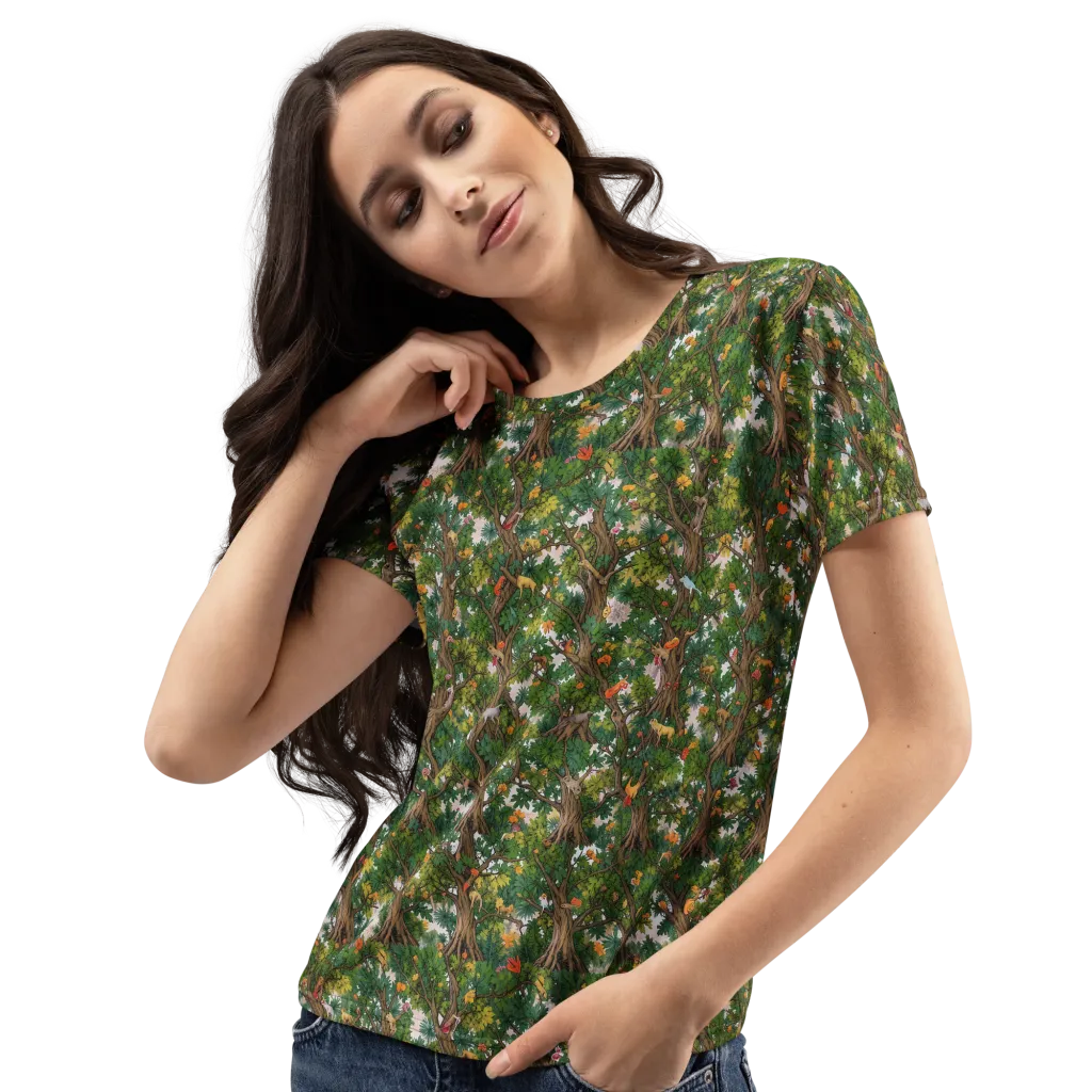 Jungle Canopy on Women's Crew Neck T-Shirt — Left Front